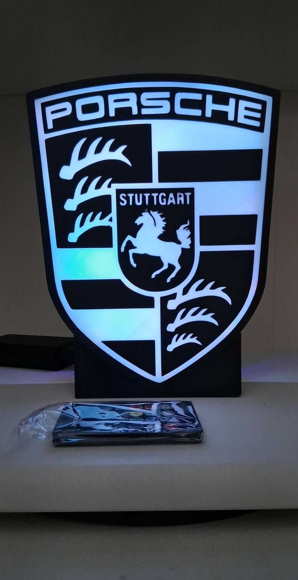 Porsche Good BW LED light box – custom 3D printed – Lit Layer Creations